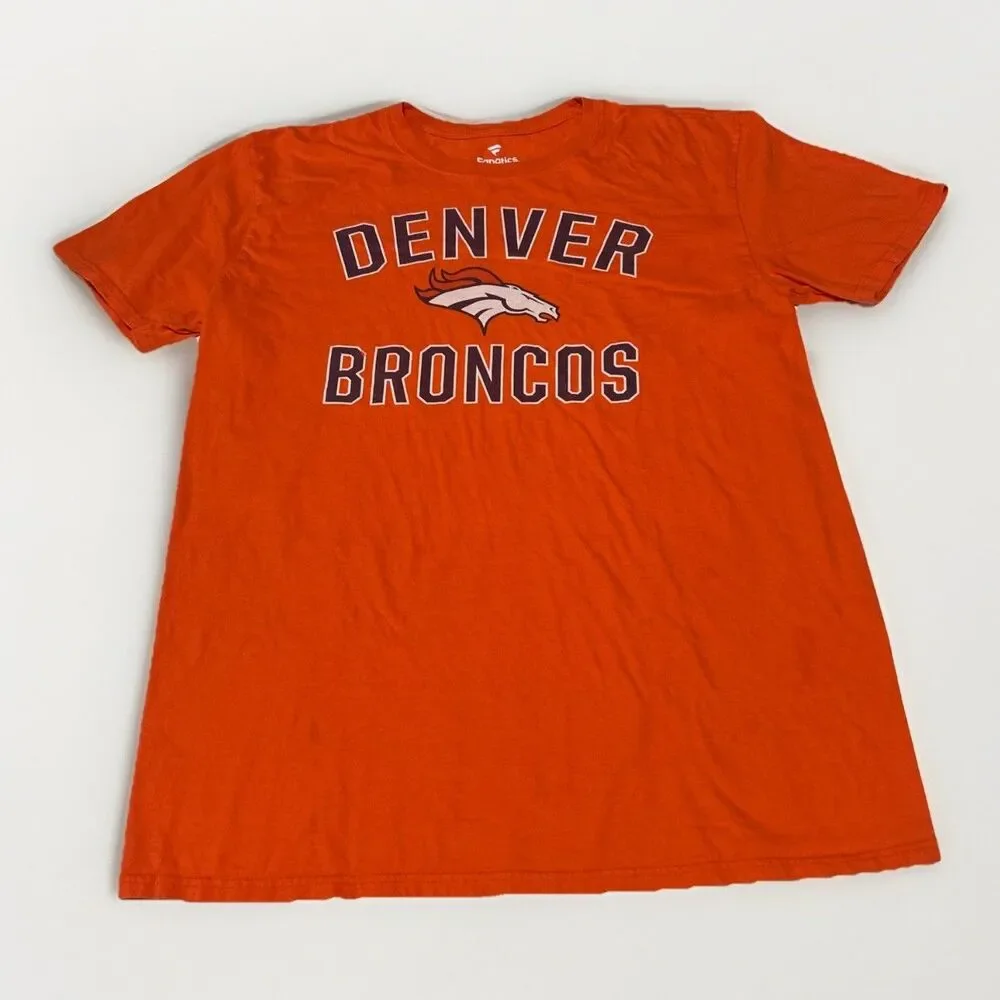 Denver Broncos Shirt Men's Large L Orange Fanatics NFL Football Graphic Tee